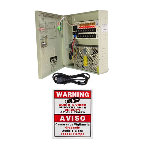 pro line 9 channel 5 amp security camera distribution box|Evertech 9 Channel 12V DC 5A Power Supply Distributor Box w/ .